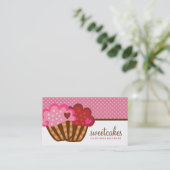 311 Sweet Cakes Cupcake Twee harten Visitekaartje (Staand voorkant)