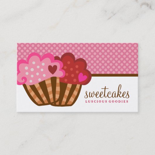 311 Sweet Cakes Cupcake Twee harten Visitekaartje (Voorkant)