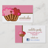 311 Sweet Cakes Cupcake Two Hearts Visitekaartje (Voorkant / Achterkant)