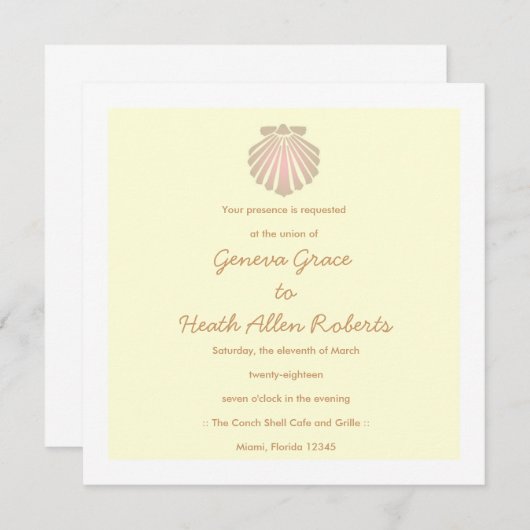 311-Sweet Shell Ecru Uitnodiging (Voorkant / Achterkant)