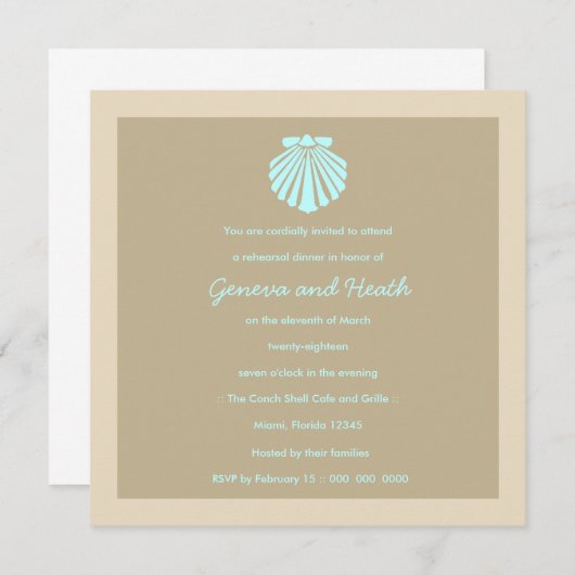 311-Sweet Shell Robin's Egg beige uitnodiging (Voorkant / Achterkant)