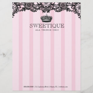 311 Sweetique Pink Stripes & Lace Briefhoofd Ontwerp