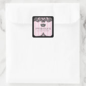 311 Sweetique Pink Stripes & Lace Vierkante Sticker (Tas)