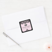 311 Sweetique Pink Stripes & Lace Vierkante Sticker (Envelop)