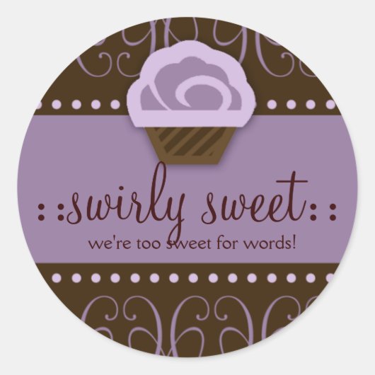 311 Swirly Sweet Paarse Chocolade Ronde Sticker (Voorkant)