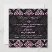 311 Teodora Pink et Black Damask Invitation Kaart (Achterkant)
