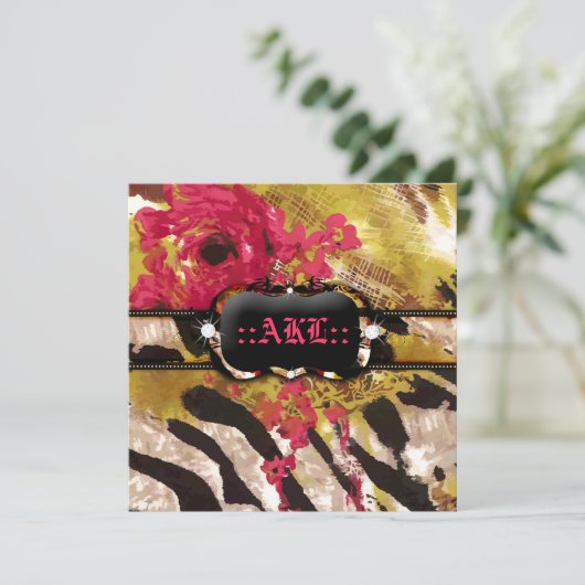 311-Tigress/Zebra-Roos Bachelorette Kaart (Staand voorkant)