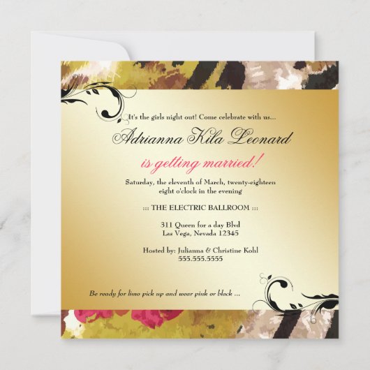 311-Tigress/Zebra-Roos Bachelorette Kaart (Achterkant)