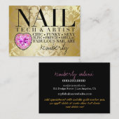 311 Tres Chic Damask Nail Tech Diamond Heart Afsprakenkaartje (Voorkant / Achterkant)