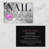 311 Tres Chic Damask Nail Tech Diamond Heart Afsprakenkaartje (Voorkant / Achterkant)