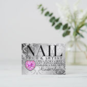 311 Tres Chic Damask Nail Tech Diamond Heart Afsprakenkaartje (Staand voorkant)