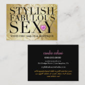 311 Tres Chic Diamond Heart Gold Damask Visitekaartje (Voorkant / Achterkant)