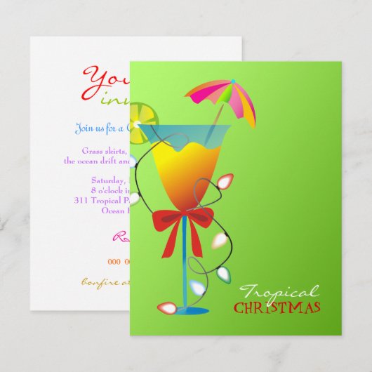 311-Tropisch paradijs met Kerstmis, groene Luau Kaart (Voorkant / Achterkant)