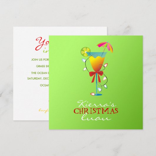 311-Tropisch paradijs met Kerstmis, groene Luau Kaart (Voorkant / Achterkant)