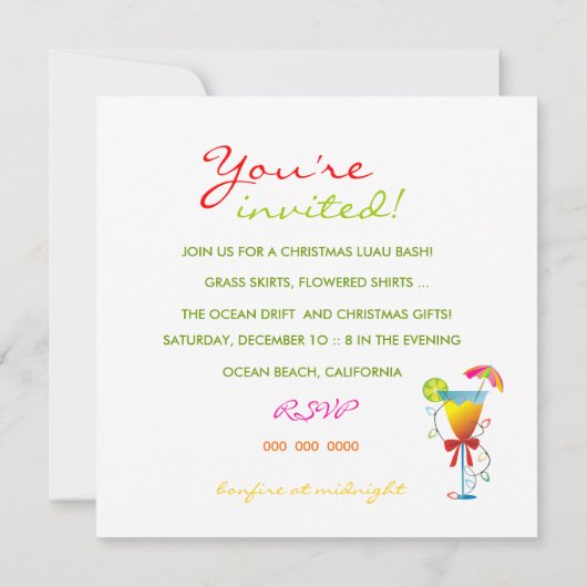 311-Tropisch paradijs met Kerstmis, groene Luau Kaart (Achterkant)