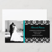 311 TURQUOISE DAMASK TROUW FOTO KAART (Voorkant / Achterkant)