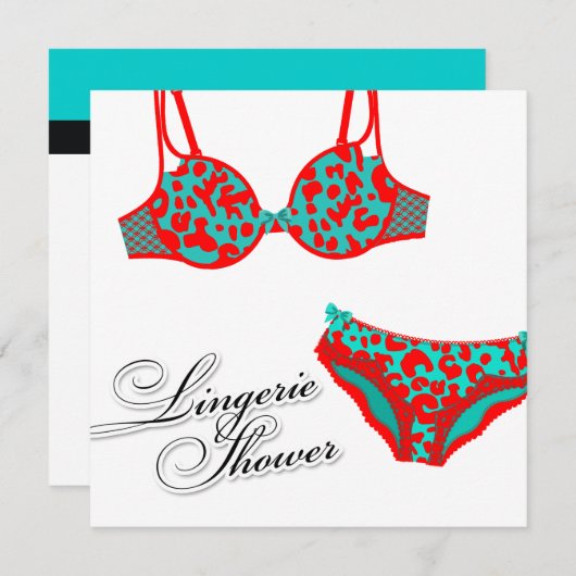 311-Turquoise Red Leopard Lingerie Set Kaart (Voorkant / Achterkant)