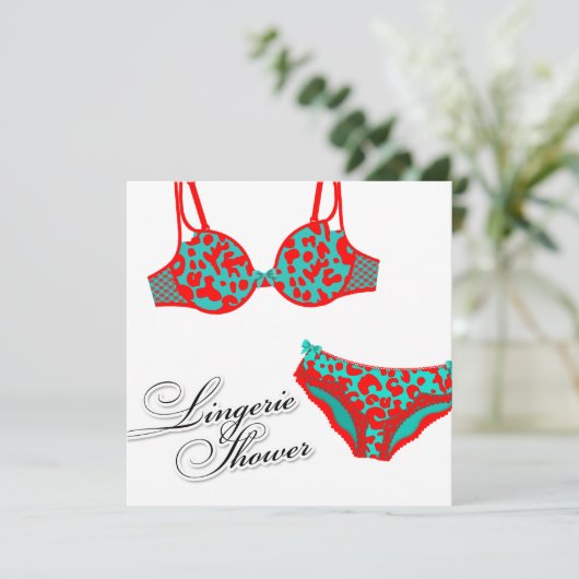 311-Turquoise Red Leopard Lingerie Set Kaart (Staand voorkant)