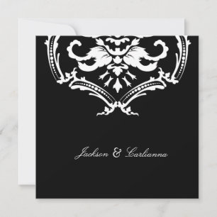 311 Uitzonderlijke zwarte Damask Invite Kaart
