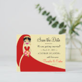 311-UPDO SAVE THE DATE INDIAN BRIDE AANKONDIGINGSKAART (Staand voorkant)