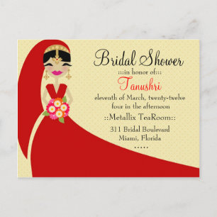 311-UPDO TANUSHRI BRUID INDIAAN UITNODIGING BRIEFKAART