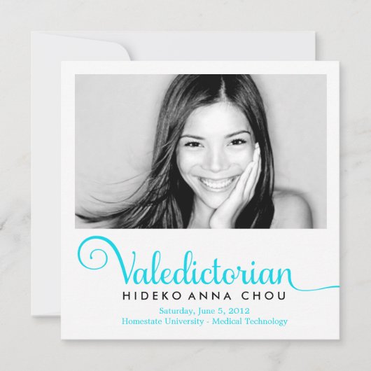 311 Valedictorian in Turquoise Graduation Aankondiging (Voorkant)