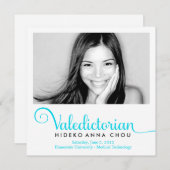 311 Valedictorisch in het Afstuderen Turquoise Aankondiging (Voorkant / Achterkant)