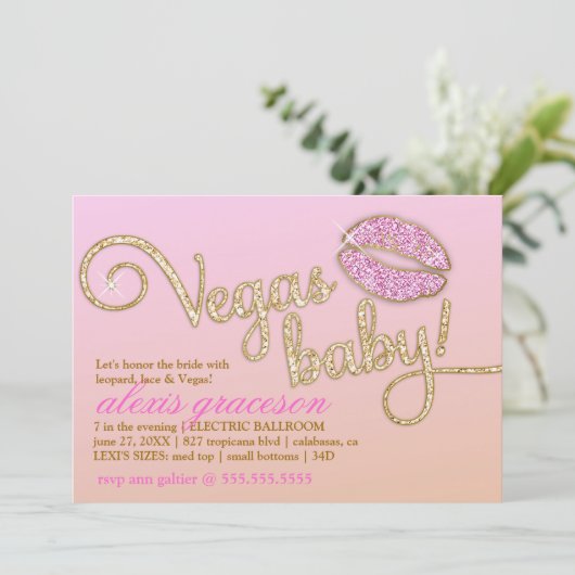 311 Vegas Baby Glitzy Kiss Metallic Kaart (Staand voorkant)