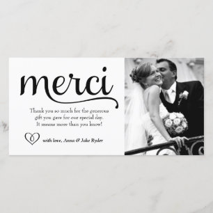 311 Versierde Merci Fotokaart met Hart Bedankkaart