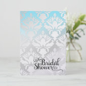 311 Vrijgezellenfeest Aqua Metallic Damask Kaart (Staand voorkant)