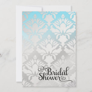 311 Vrijgezellenfeest Aqua Metallic Damask Kaart