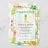 311 Watercolor Ananas Verlovingskaart Aankondiging (Voorkant / Achterkant)