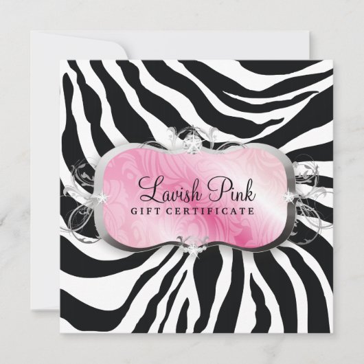 311 Weelderig Roze Bord Zebra Cadeaubon (Voorkant)