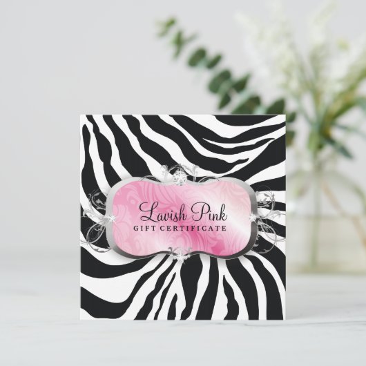 311 Weelderig Roze Schotel Zebra Cadeaubon (Staand voorkant)