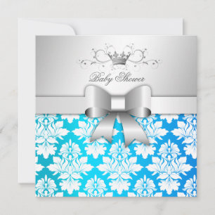 311-White Blackberry Damask Tropical Baby shower Kaart