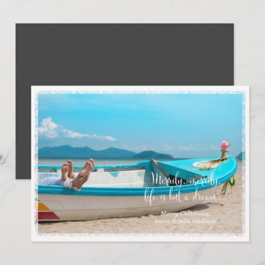 311 White Merrily, Merrily Holiday Photo Card Feestdagenkaart (Voorkant / Achterkant)