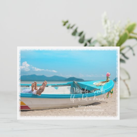 311 White Merrily, Merrily Holiday Photo Card Feestdagenkaart (Staand voorkant)