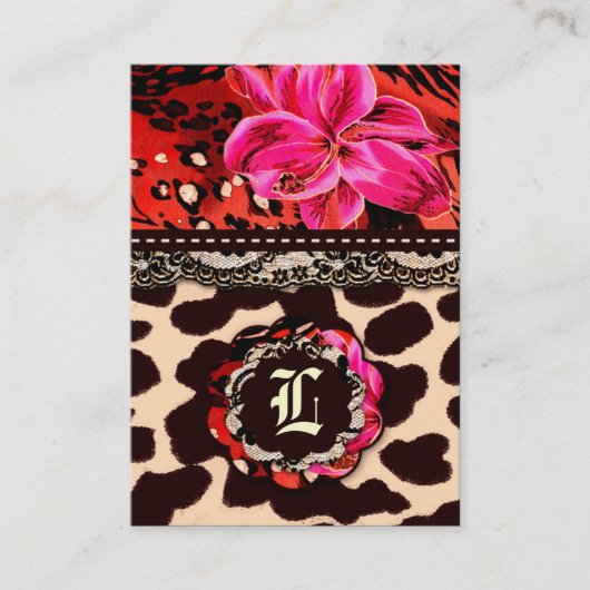 311 Wild Lily Leopard & Lace Pink Visitekaartje (Voorkant)