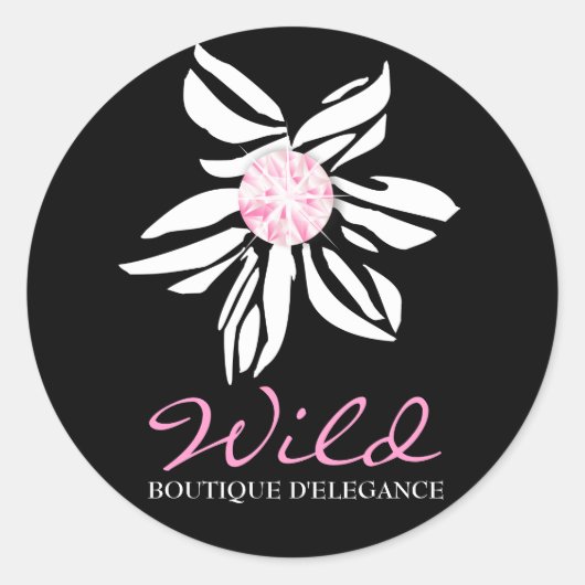 311 Wild Zebra Flower Zwart Sticker (Voorkant)