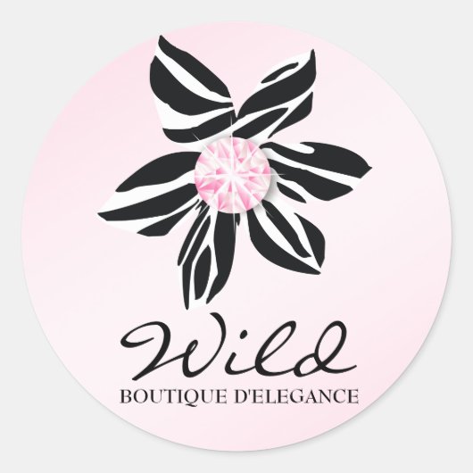 311 Wilde Zebra Bloem Roze Sticker (Voorkant)
