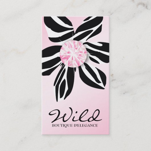 311 Wilde Zebra Vloer | Roze Diamond Visitekaartje (Voorkant)
