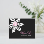 311-Wilde Zebra | Zwart-roze diamant Briefkaart (Staand voorkant)
