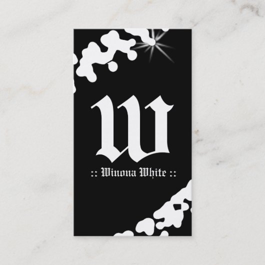 311-WITTE GLIMMER-MONOGRAM VISITEKAARTJE (Voorkant)