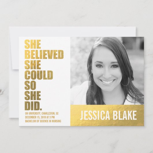 311 Ze dacht dat ze het kon, dus ze deed Afstudere Aankondiging (Voorkant)