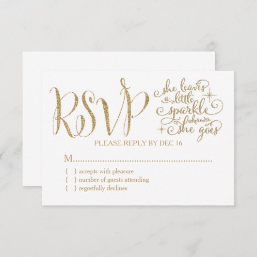 311 Ze verlaat een kleine RSVP met Sparkle (Voorkant / Achterkant)