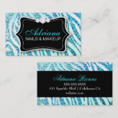 311 Zebra Glitter Aqua Visitekaartje (Voorkant / Achterkant)