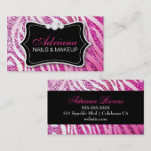 311 Zebra Glitterroze Visitekaartje (Voorkant / Achterkant)
