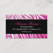 311 Zebra Glitterroze Visitekaartje (Achterkant)
