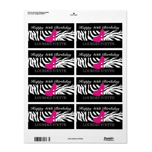 311 Zebra Heel Pink Label (Full Sheet)