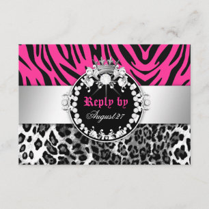 311 Zebra-Leo Tique Diamonds n' Kisses Reply RSVP Kaartje